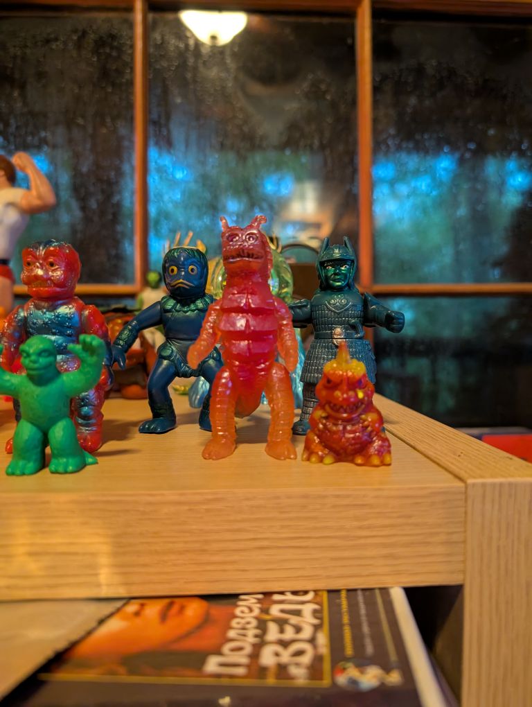 Red, translucent, UV reactive Kaiju by Greyskull toys